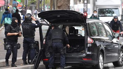 Police special forces near the former offices of Charlie Hebdo. AFP