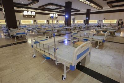 Iraqi authorities set up a 525-bed field hospital at the Baghdad International Fair exhibition centre as the number of coronavirus cases continues to rise. AFP