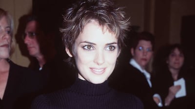 Winona Ryder wearing black and leather at the premiere of 'Alien Resurrection' in Westwood, California, on November 20, 1997.