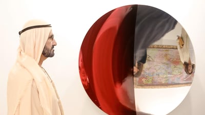 Vice President and Prime Minister of the UAE and Ruler of Dubai Sheikh Mohammed bin Rashid Al Maktoum visited Art Dubai. All photos by Wam