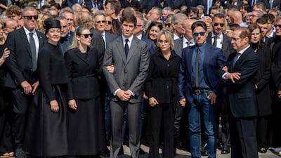 Silvio Berlusconi's children with his brother Paolo during his funeral in Italy. AP
