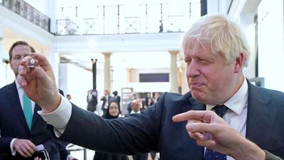 Prime Minister Boris Johnson visits the Global Investment Summit at London's Science Museum, on October 19, 2021. PA