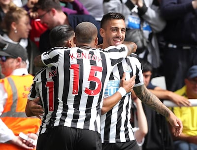 Joselu, right, will be one of Newcastle's main threats against Cardiff. Reuters