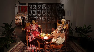 Dolls displayed at the Karnataka Chitrakala Parishath gallery as part of the Navratri festival in Bangalore. EPA