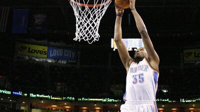 Kevin Durant has scored 84 points in his last two games for the Thunder. Alonzo Adams / AP