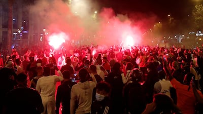 PSG fans on the Champs-Elysees after the match. Reuters