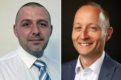 Paul Ellison and Paul Waugh, the Conservative and Labour party candidates for Rochdale. Photo: Conservatives North / Paul Waugh / X