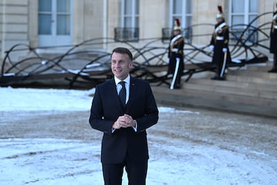 French President Emmanuel Macron held a Coalition of the Willing meeting at the Elysee Palace in Paris, France, on Tuesday. Bloomberg