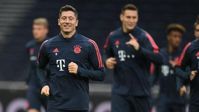Bayern Munich's Polish forward Robert Lewandowski attends a training session. AFP