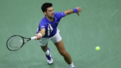Novak Djokovic returns a volley during his match against Jan-Lennard Struff at the US Open. AFP