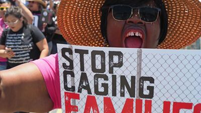 Protests against Mr Trump's immigration stance have continued across the US throughout the weekend. AFP