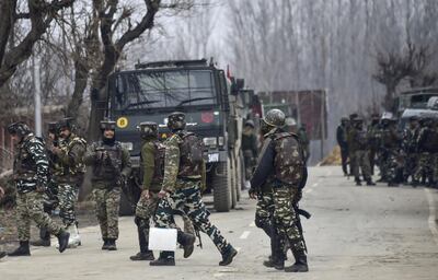 Indian security forces in south Kashmir's Pulwama district. AFP