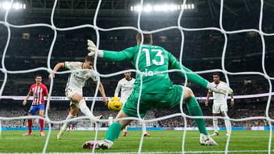 Brahim Diaz scores for Real Madrid. Getty Images