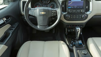 The infotainment system has Chevrolet MyLink and Apple CarPlay phone integration, plus a seven-speaker sound system. Antonie Robertson / The National