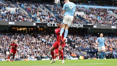 Erling Haaland scores Manchester City's second goal. Getty Images