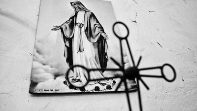 Inside the church of the Madonna near Prke village, Syria.