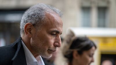 Tariq Ramadan arrives on the second day of his trial in Geneva court house. AFP