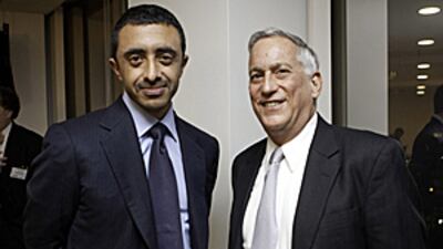 Sheikh Abdullah bin Zayed, Foreign Minister, meets Walter Isaacson, the president of the Aspen Institute.