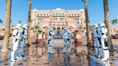 Storm troopers shake hands in front of Emirates Palace. Courtesy twofour54