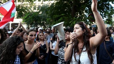 Lebanese protesters gather during an anti-government protest in Beirut. EPA