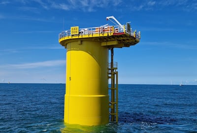 One of the huge transition pieces that sit on the foundations of East Anglia Three to provide levelling and access platforms. Photo: Masdar