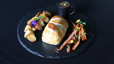 Wellington nut roast at a vegan brunch in Rove Dubai. Courtesy Rove Dubai