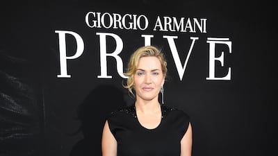 Kate Winslet, in Armani, attends the Giorgio Armani show as part of Paris Haute Couture Week on July 4, 2017, in Paris, France. Getty Images