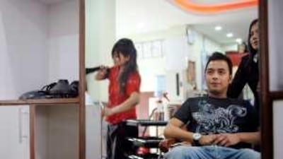 The pop singer Nima Rumba is among regular clients at Beauty Clubs, a salon in Kathmandu, asking for the "Korean look".