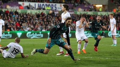 Southampton's Manolo Gabbiadini celebrates scoring the fixture's only goal against Swansea. Action Images via Reuters/Peter Cziborra