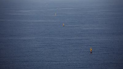Border markers in the Mediterranean seen from northern Israel. Negotiations to draw the southern maritime borders are still ongoing, said the Lebanese presidency on Twitter. Photo: Reuters