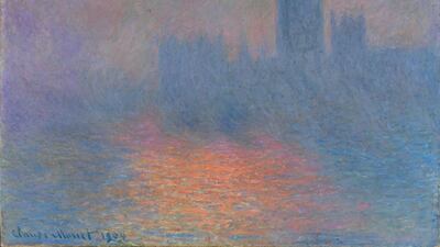 'London, Parliament, Sunshine in the Fog', 1904, by Claude Monet.