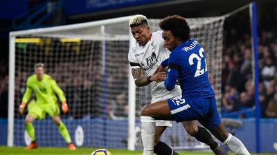 Chelsea's Willian, right, has scored five goals in five games, the best run of his Chelsea career. Will Oliver / EPA