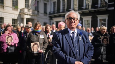 Retired police officer John Murray, who was on duty with Ms Fletcher when she was shot, attends the memorial service. PA