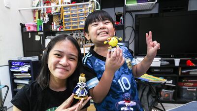 Rinoah Alcazar, 15, and brother Cloud, 5, with their models