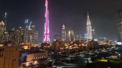 Dubai's Burj Khalifa lit up in honour of the 94th birthday of Queen Elizabeth II. The National