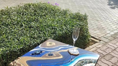 Transform a table into a talking piece with resin art. Courtesy Dina Khataan