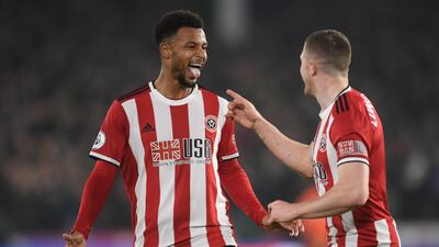 Lys Mousset, left, of Sheffield United celebrates after scoring. Getty