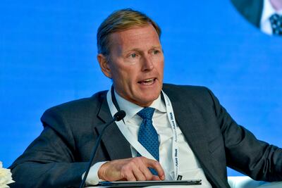 Wouter Van Wersch, executive vice president of Airbus International, speaking at a panel during Aviation Future Week at Museum of the Future in Dubai. Ahmed Ramzan / The National