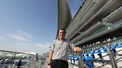 Trainer Julian Smart strikes a pose during an interview session at Meydan Racecourse in Dubai. Satish Kumar / The National