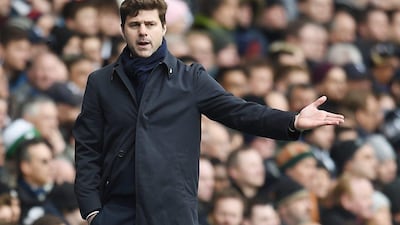 epa05196065 Tottenham manager Mauricio Roberto Pochettino reacts during his team match against Arsenal during an English Premier League soccer match at White Heart Lane in London, Britain, 05 March 2016. EPA/ANDY RAIN EDITORIAL USE ONLY. No use with unauthorized audio, video, data, fixture lists, club/league logos or 'live' services. Online in-match use limited to 75 images, no video emulation. No use in betting, games or single club/league/player publications.