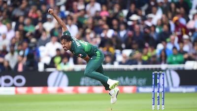 Wahab Riaz of Pakistan runs into bowl. Getty