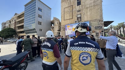 Medics and security personnel at the scene of the explosion. AFP
