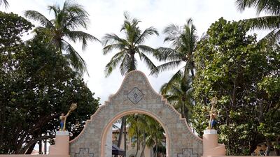 An entranceway to former president Donald Trump's Mar-a-Lago resort in Palm Beach, Florida. AFP