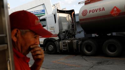 The corporate logo of the Venezuelan oil company PDVSA is seen on a tank truck at a state-owned gas station in Caracas, Venezuela January 28, 2019. Reuters