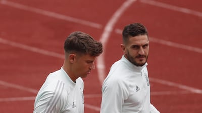 Marco Llorente and Koke train in Las Rozas. EPA