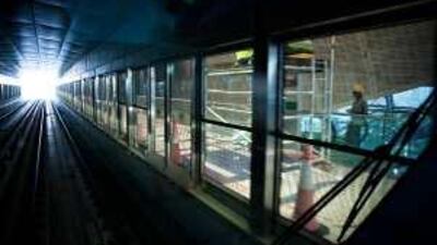 The 57km route will be fully operational by the end of February. Above, work continues on the Dubai Marina Station yesterday.