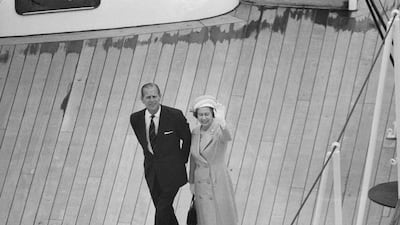 Queen Elizabeth II and Prince Philip during the Royal Progress trip via boat down the River Thames from Greenwich to Lambeth in London, England, on June 9, 1977. Getty Images