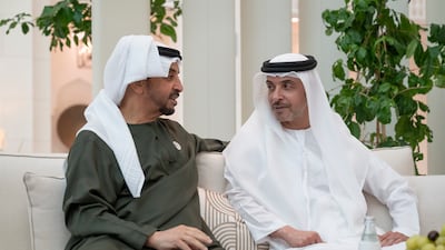 Sheikh Hamdan bin Zayed, Ruler’s Representative in Al Dhafra Region and Sheikh Hazza bin Zayed, Ruler's Representative in Al Ain Region