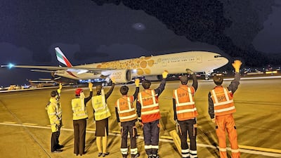Waving farewell to the last Emirates passengers service to leave Seoul ahead of the tempoary suspension of all passenger flights in and out of the UAE. Courtesy Emirates