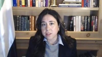 UAE's UN ambassador, Lana Nusseibeh is seen during a recent CNN interview. Screengrab